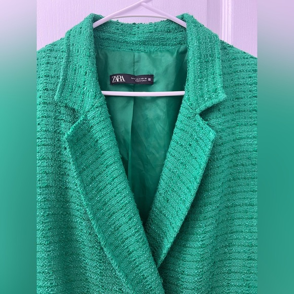 Zara textured double breasted green blazer(Size S) - Picture 9 of 17
